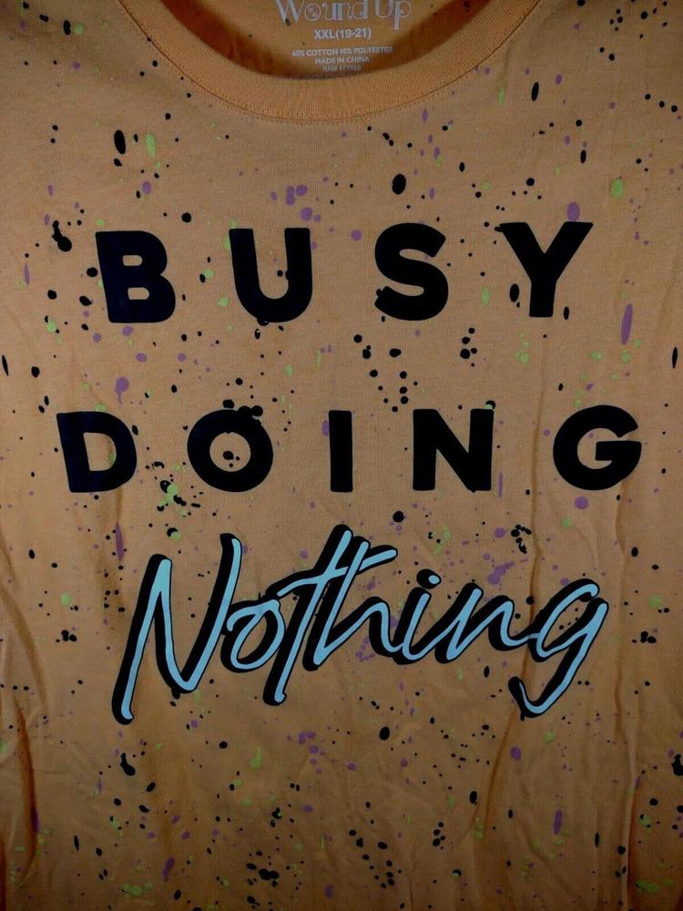 Wound Up Retro Girl's 2XL (19-21) Splatter T-Shirt "Busy Doing Nothing"